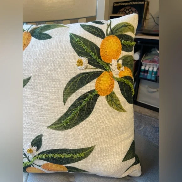 Lemon Embroidered Throw Pillow - Picture 8 of 8